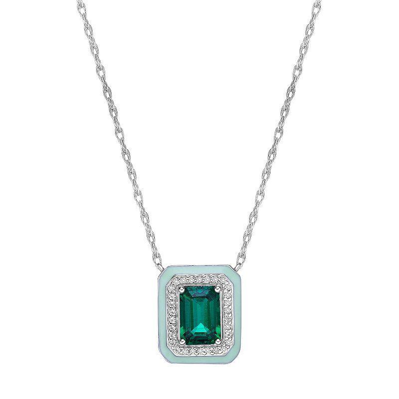 Gemminded Lab-Created Emerald & Lab-Created White Sapphire Pendant Necklace, Womens Green Product Image