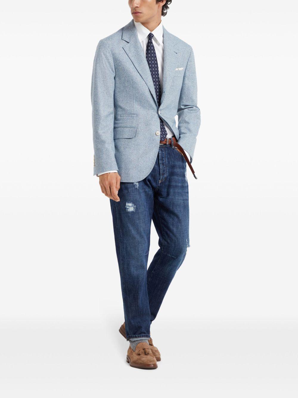 BRUNELLO CUCINELLI Herringbone Blazer In Blue Product Image