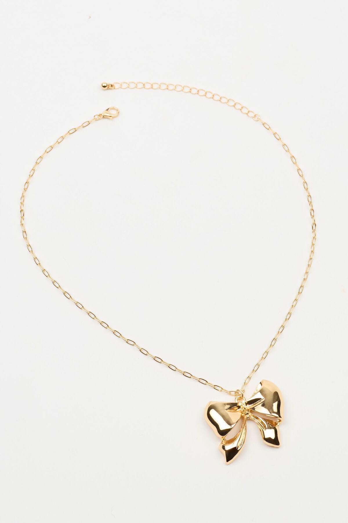 Oversized Metal Bow Necklace Product Image