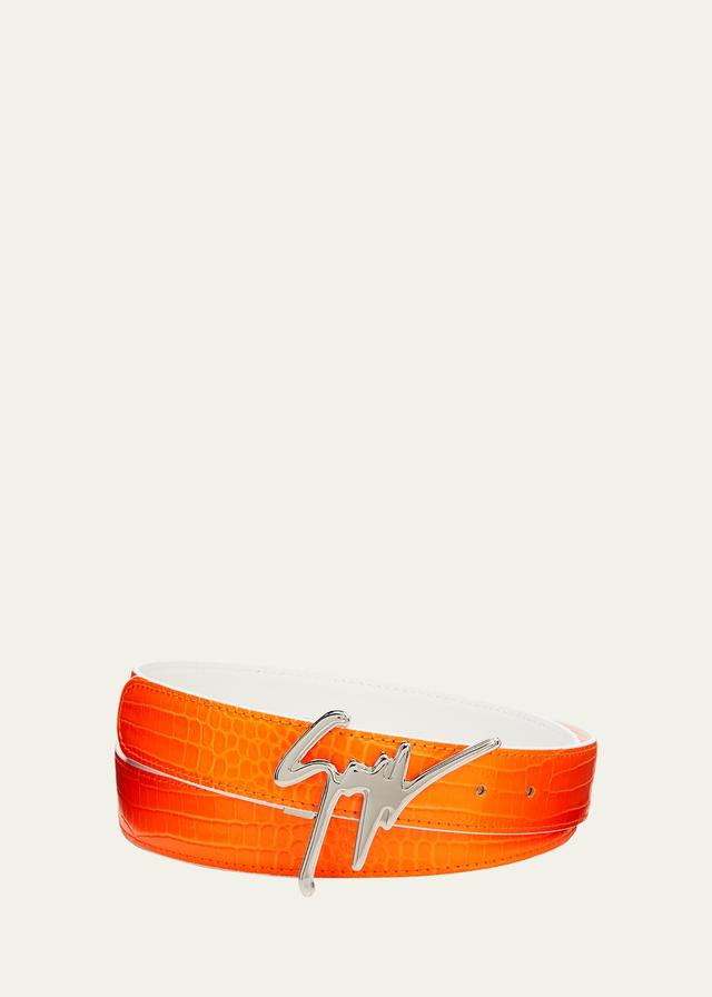 Giuseppe Zanotti Mens Meggiefluo Leather Belt - Neon Product Image