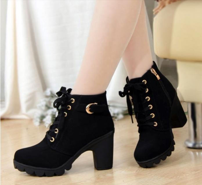 Lace-Up Chunky-Heel Ankle Boots product image