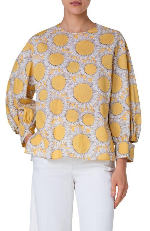 Womens Hello Sunshine Print Cotton Blouse Product Image