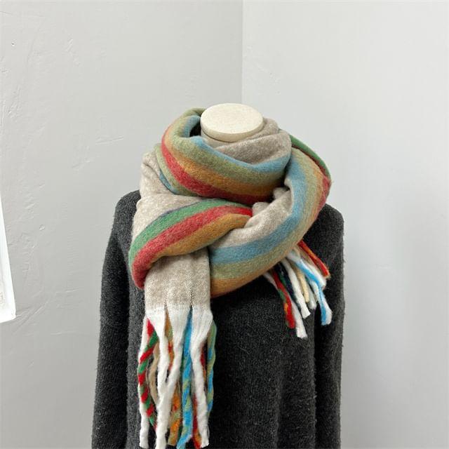 Striped Fringe Scarf Product Image