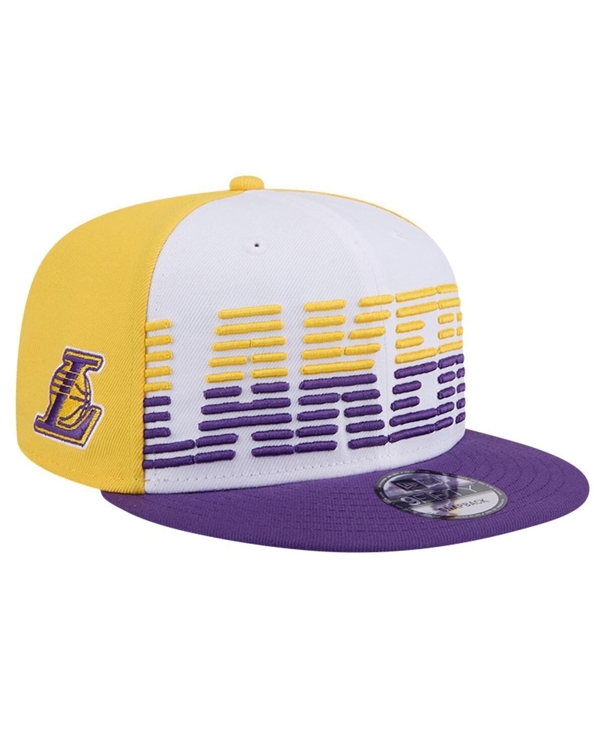 Mens New Era /Purple Los Angeles Lakers Throwback Gradient Tech Font 9FIFTY Snapback Hat Product Image