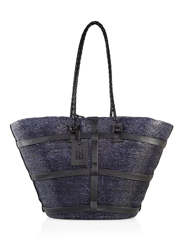 Womens Watermill Leather-Trimmed Straw Tote Product Image