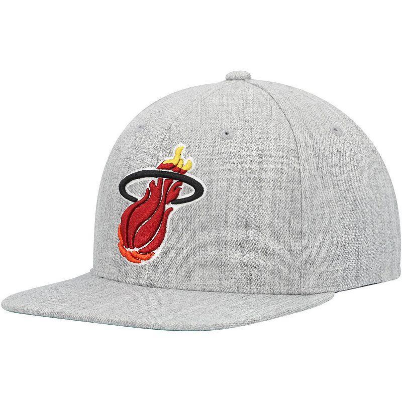 Mens Mitchell & Ness Heather Gray Miami Heat Hardwood Classics 2.0 Snapback Hat Product Image