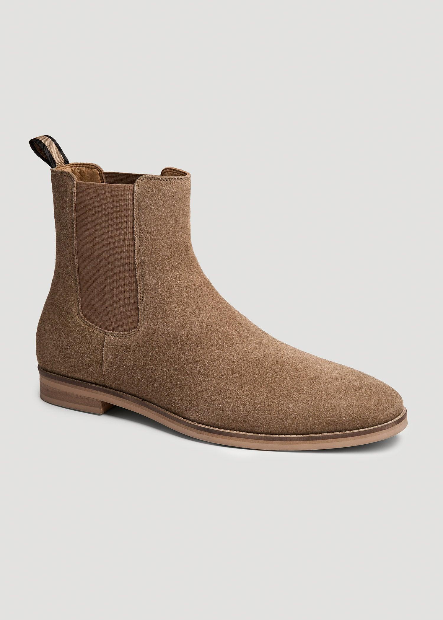 Tall Men's Suede Pull-On Boots in Beige Product Image