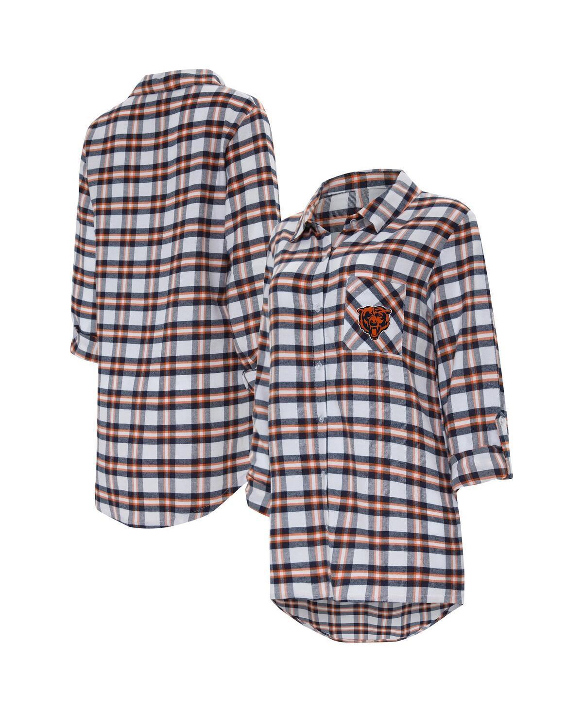 Womens Concepts Sport Chicago Bears Sienna Plaid Full-Button Long Sleeve Nightshirt Blue Product Image