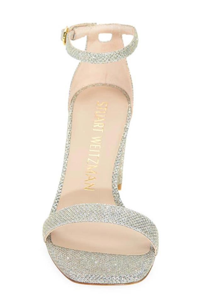 Nudistcurve Glitter Ankle-strap Sandals In Platino Product Image