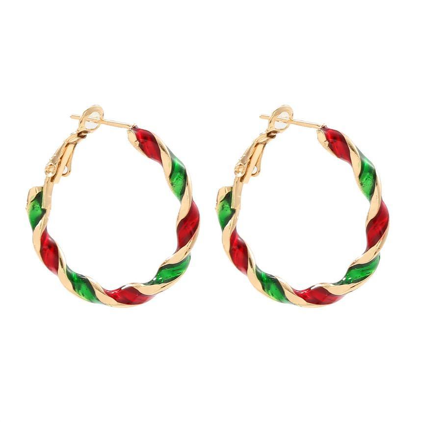 Christmas Candy Cane Twist Hoop Earring Product Image