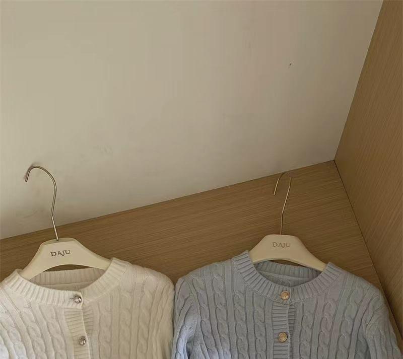 Plain Cable-Knit Cardigan Product Image