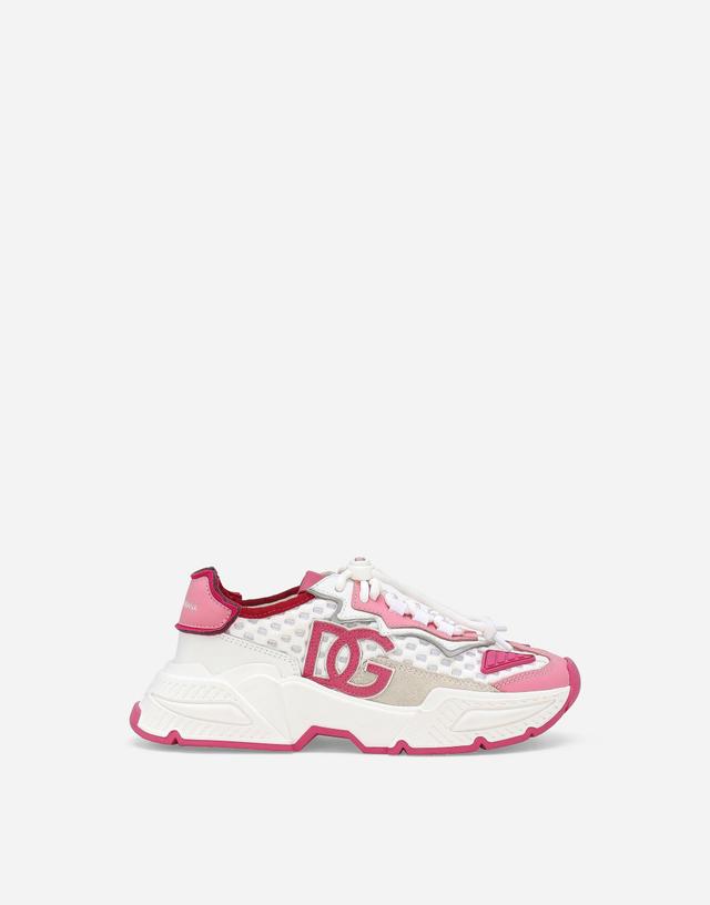 DOLCE & GABBANA Mixed-materials Daymaster Sneakers In Pink Product Image