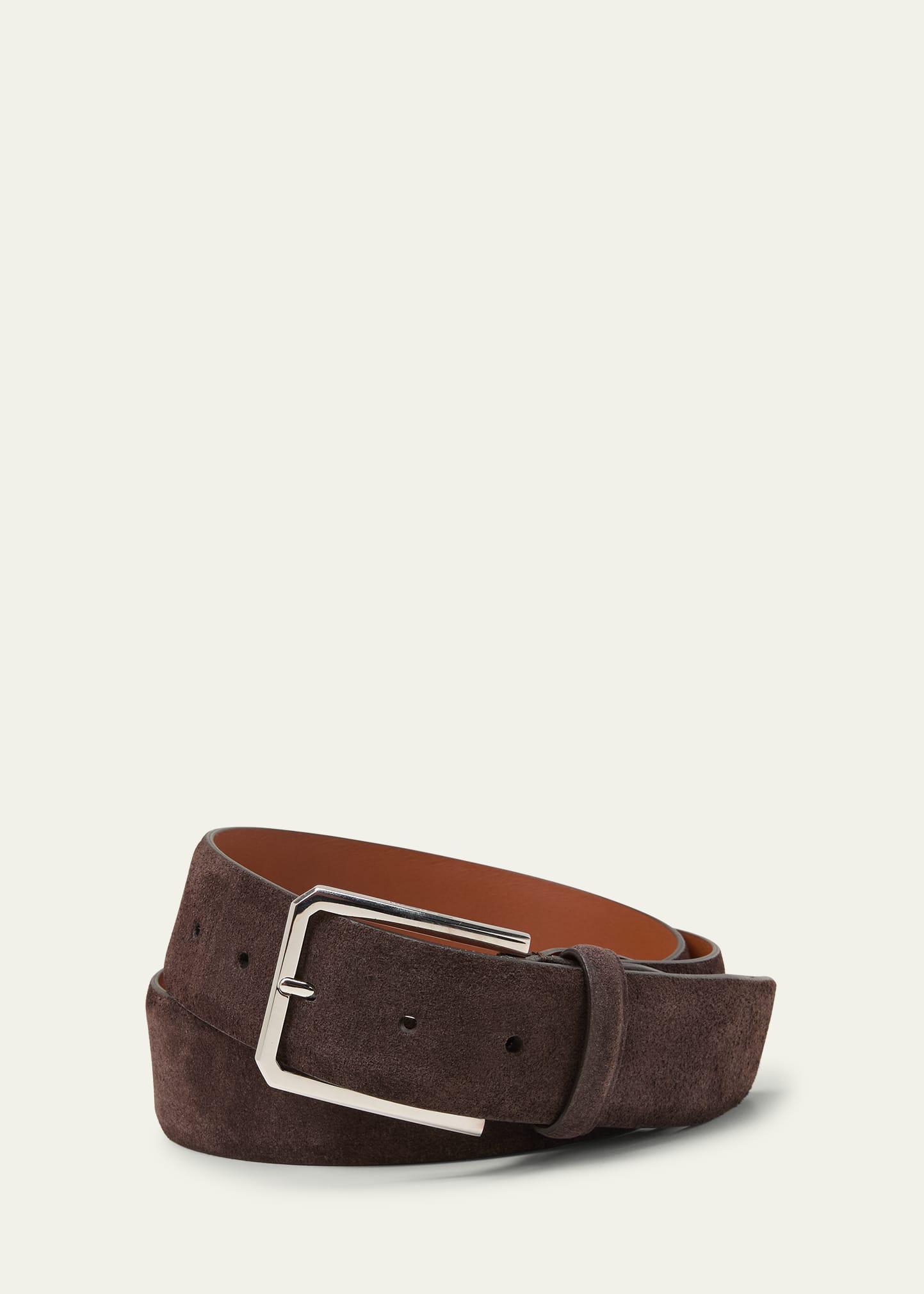 Mens Square-Buckle Suede Belt Product Image