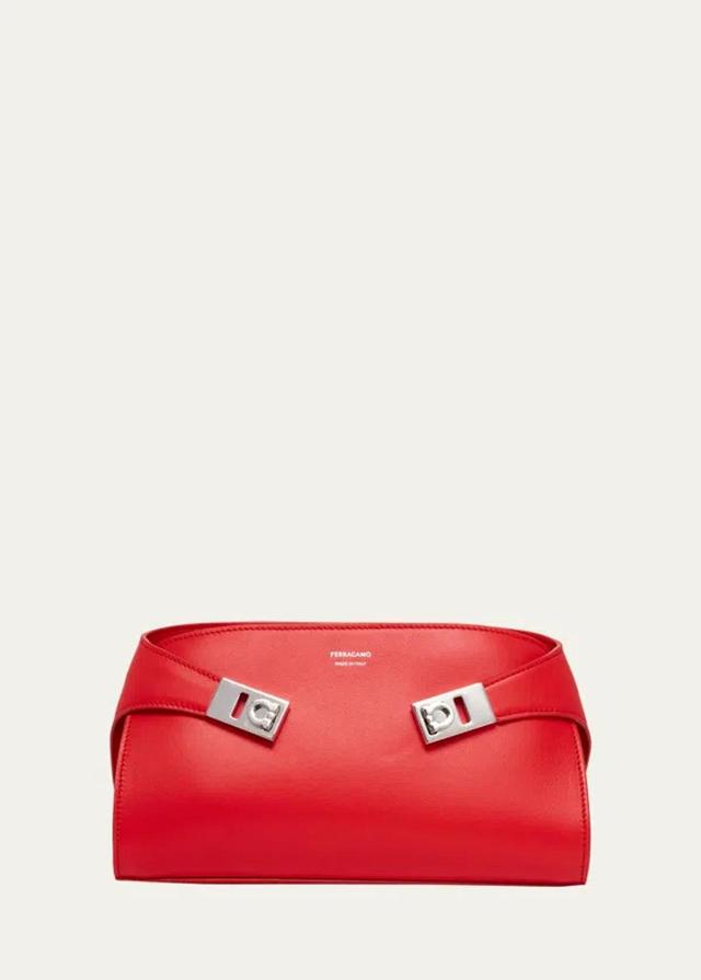 Hug Gancini Leather Shoulder Bag In Red Product Image