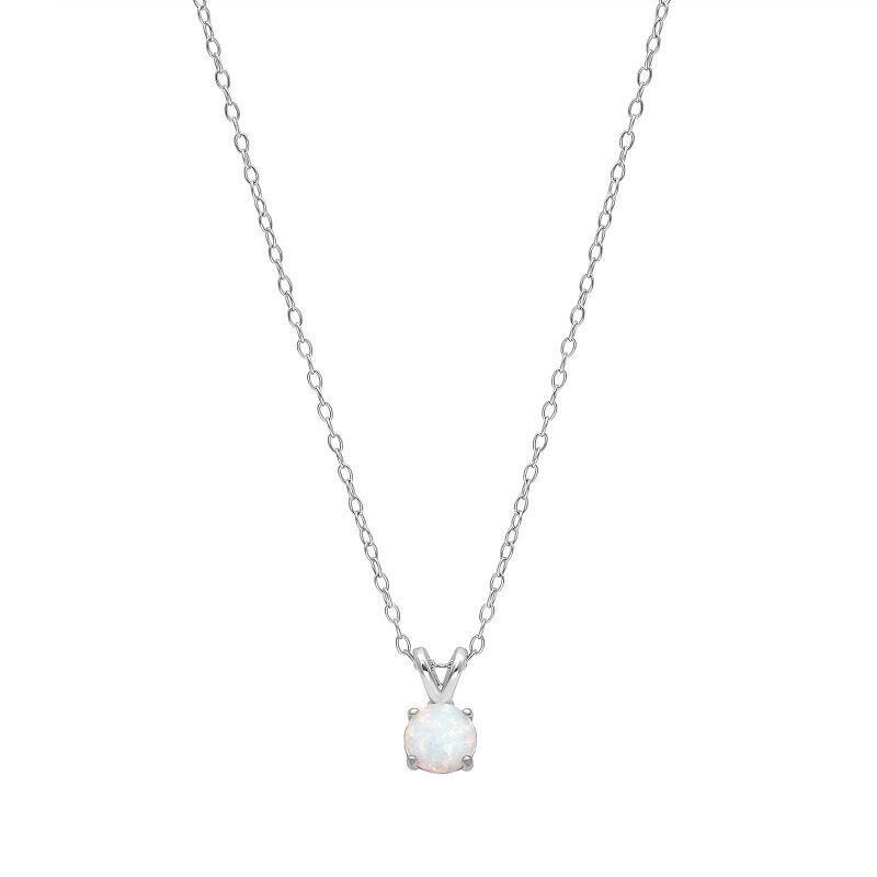 PRIMROSE Sterling Silver White Opal Solitaire Pendant Necklace, Womens Silver Tone Opal Product Image