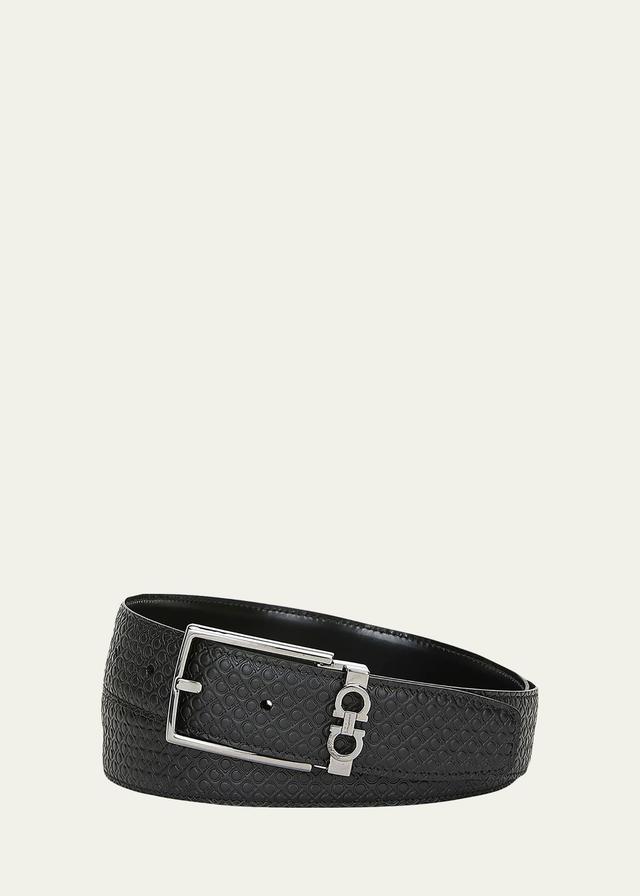 Mens Gancini Reversible Embossed/Smooth Leather Belt Product Image