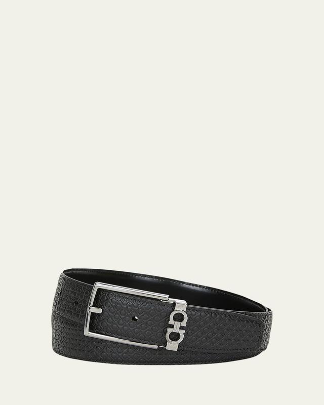 Mens Gancini Reversible Embossed/Smooth Cut-to-Size Leather Belt Product Image