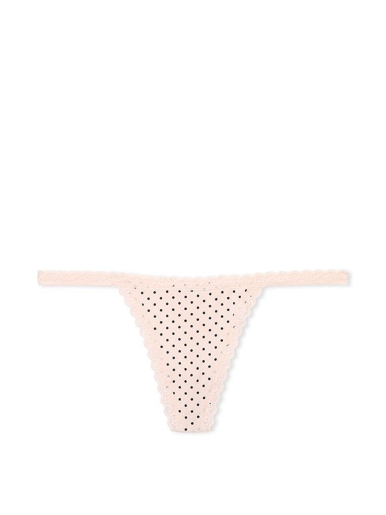 Lace-Trim Cotton V-String Panty Product Image