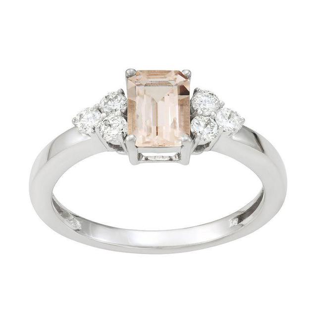 10k White Gold Gemstone & 1/3 Carat T.W. Diamond Ring, Womens Morganite Product Image