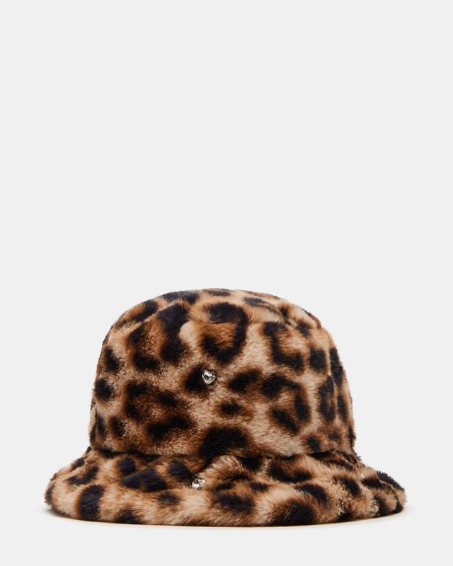 FAUX FUR BUCKET HAT LEOPARD RHINESTONES Female Product Image