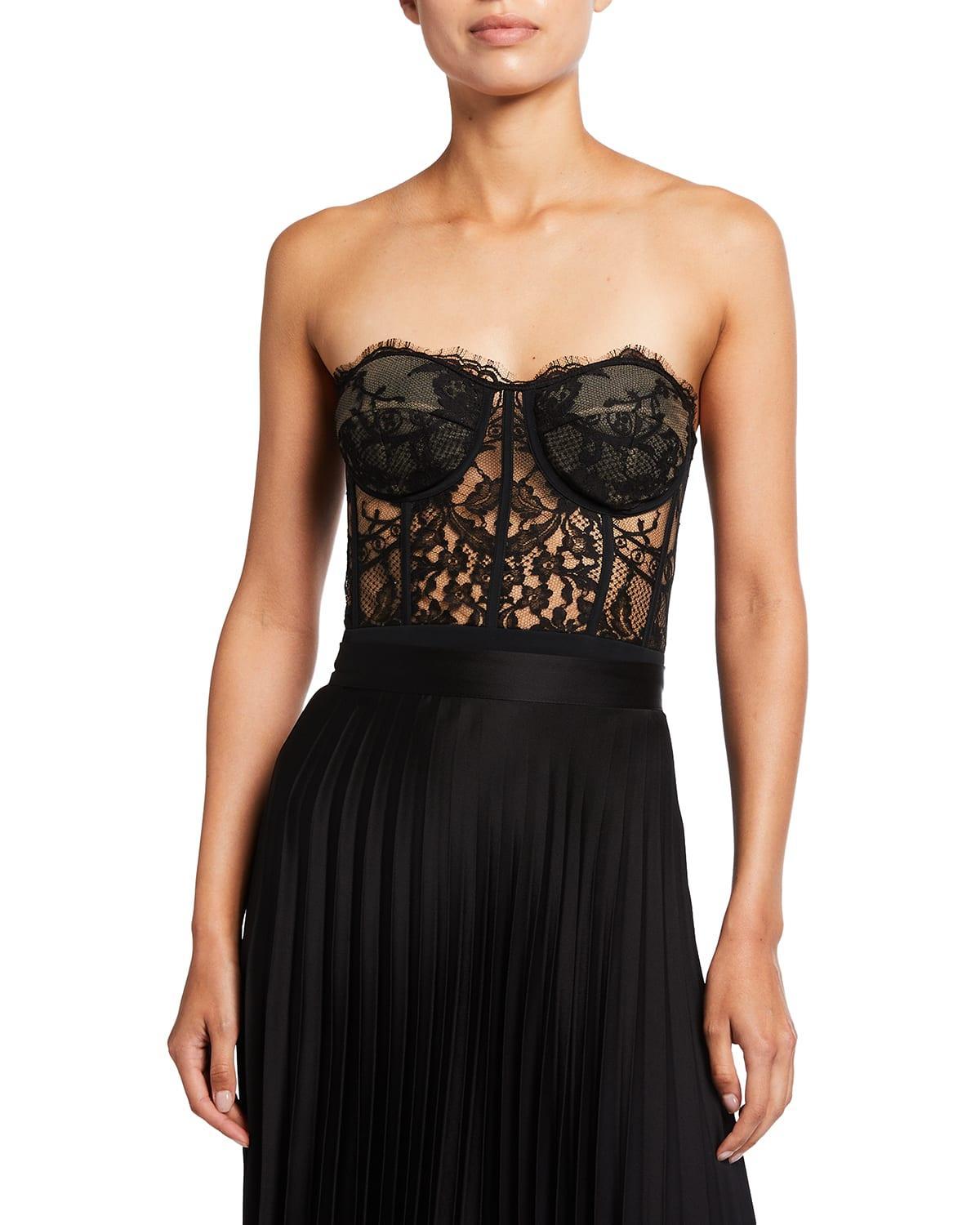 Womens Strapless Lace Crop Bustier Product Image