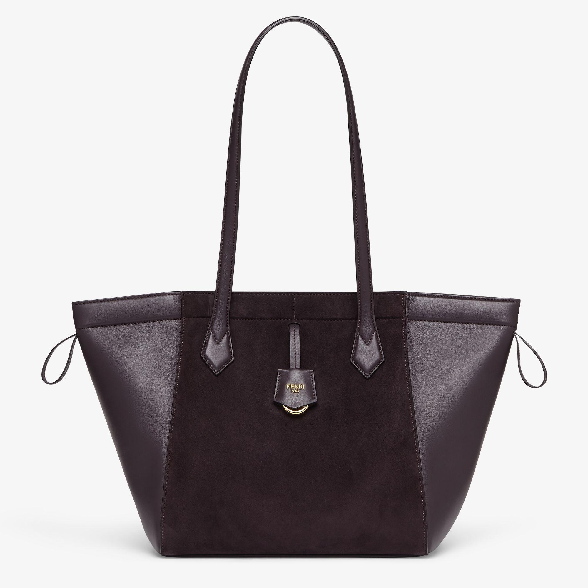 Fendi Origami MediumTransformable dark purple suede and leather bag Product Image