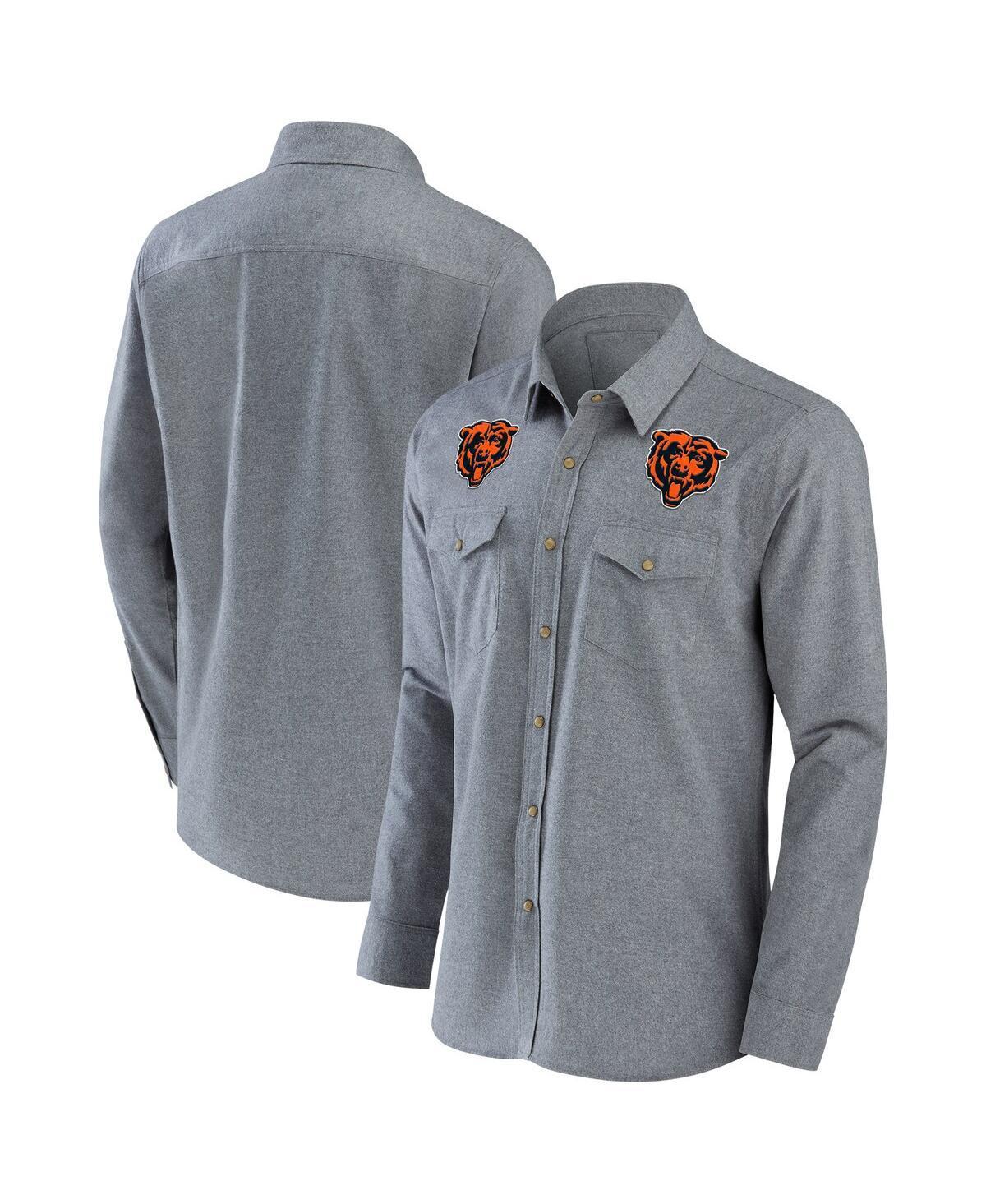 Mens NFL x Darius Rucker Collection by Fanatics Gray Chicago Bears Chambray Button-Up Long Sleeve Shirt Product Image