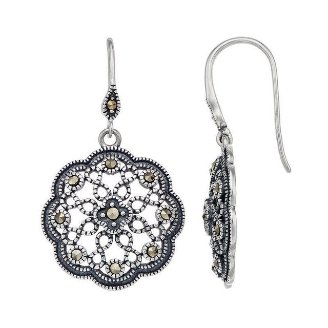 Tori Hill Sterling Silver Marcasite Filigree Drop Earrings, Womens Product Image