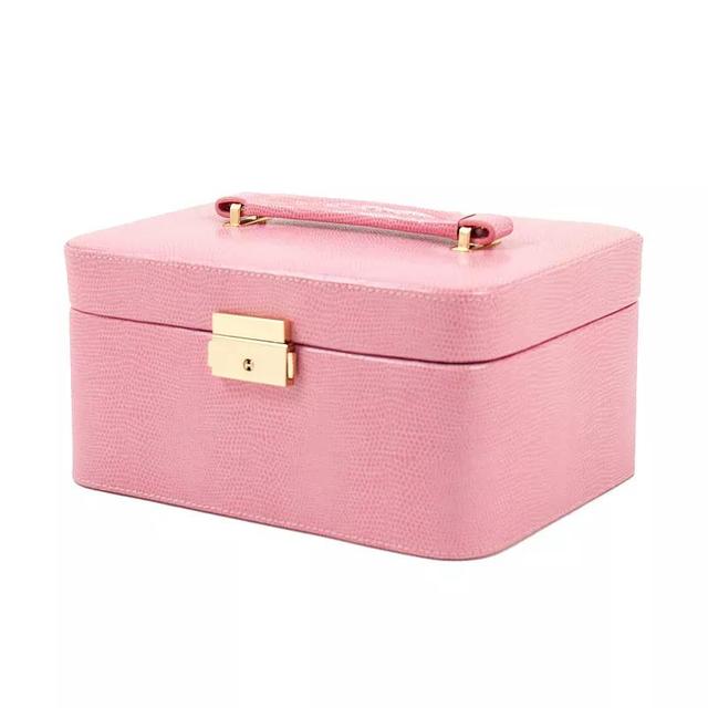 Bey-Berk Lizard Leather Jewelry Box, Valet & Travel Case Set, Womens, Pink Product Image