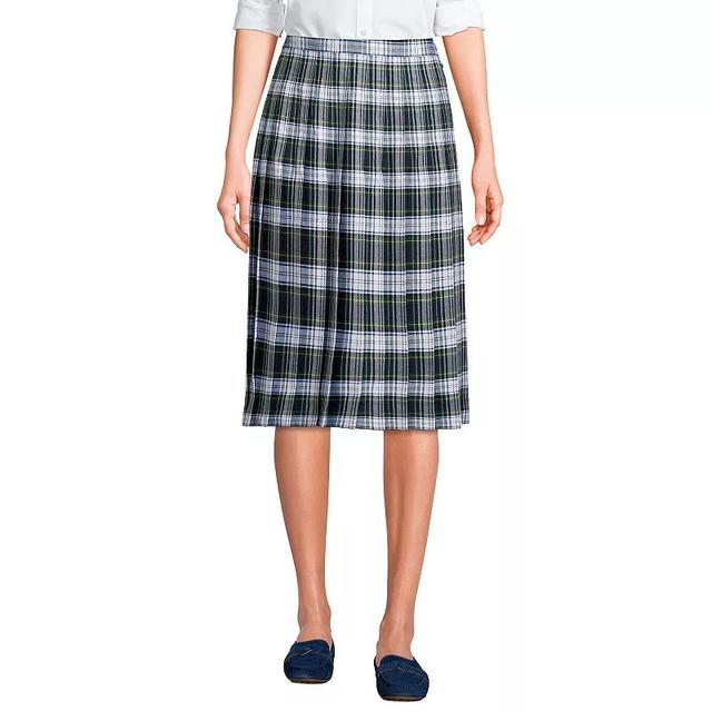 Womens Lands End School Uniform Plaid Pleated Midi Skirt Product Image