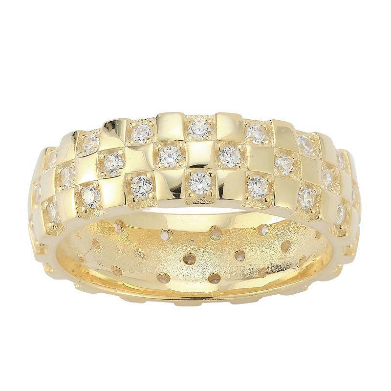 Sunkissed Sterling Cubic Zirconia Checkered Band Ring, Womens Gold Tone Product Image