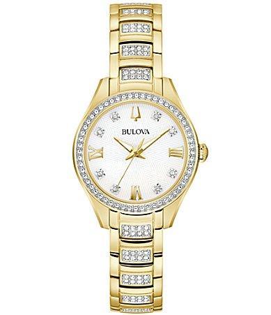 Bulova Women's Crystal Silver Tone Stainless Steel Bracelet Watch With 28.5 Millimeter Case Product Image