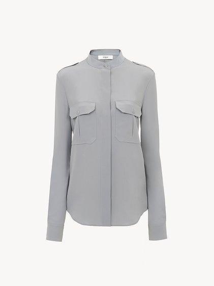 Classic utilitarian blouse in crêpe de chine Product Image