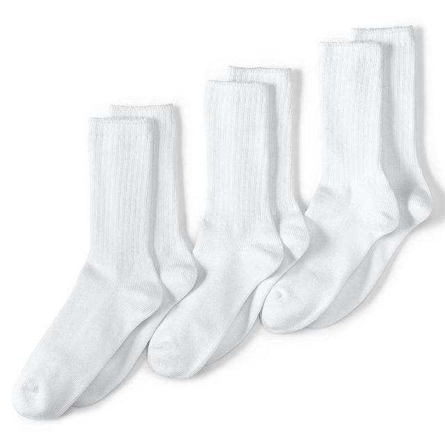 Mens Lands End Seamless Toe Cotton 3-Pack Crew Socks Pewter Grey Product Image