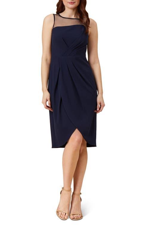 Adrianna Papell Illusion Neck Crepe Cocktail Dress Product Image