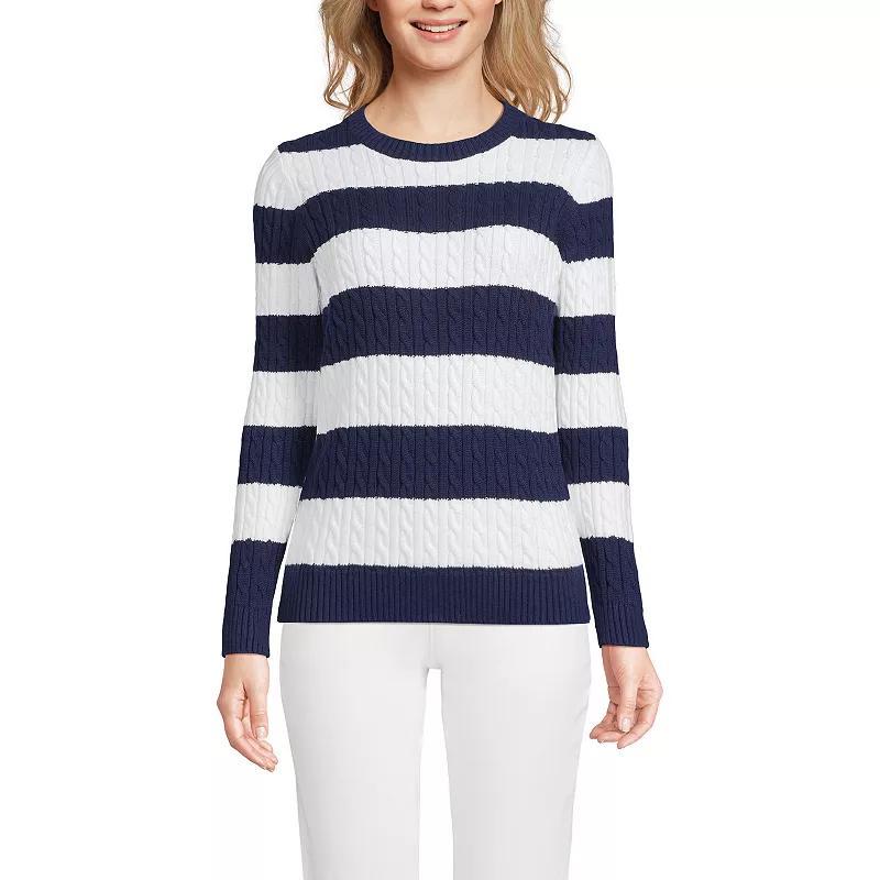 Womens Lands End Drifter Cable Crewneck Sweater Product Image