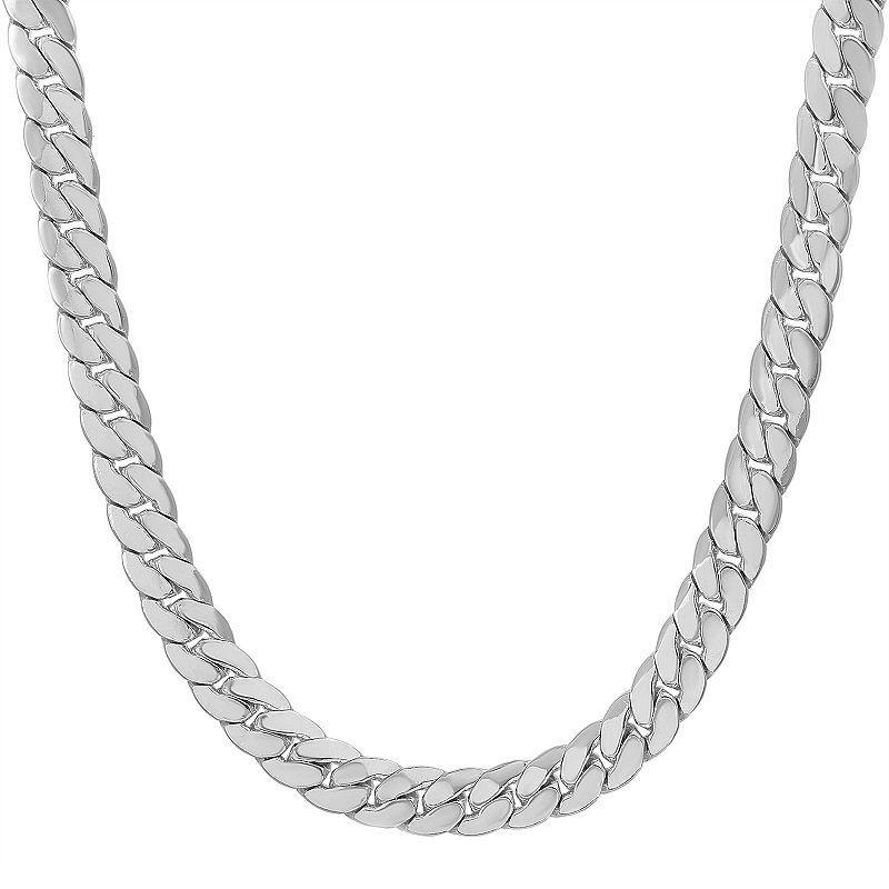 Mens 14k White Gold Plated Cuban Chain Necklace Product Image