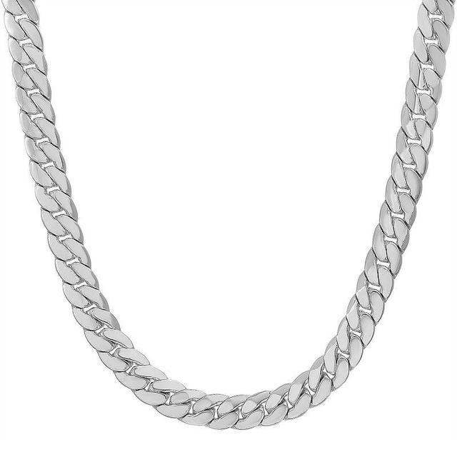 Mens 14k White Gold Plated Cuban Chain Necklace Product Image