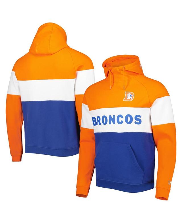 Mens New Era Royal Denver Broncos Colorblock Throwback Pullover Hoodie - Royal Product Image