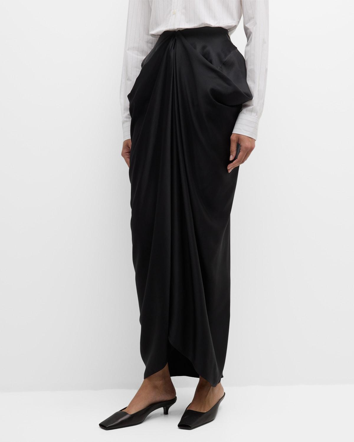 Womens Satin Knotted Maxi Skirt Product Image