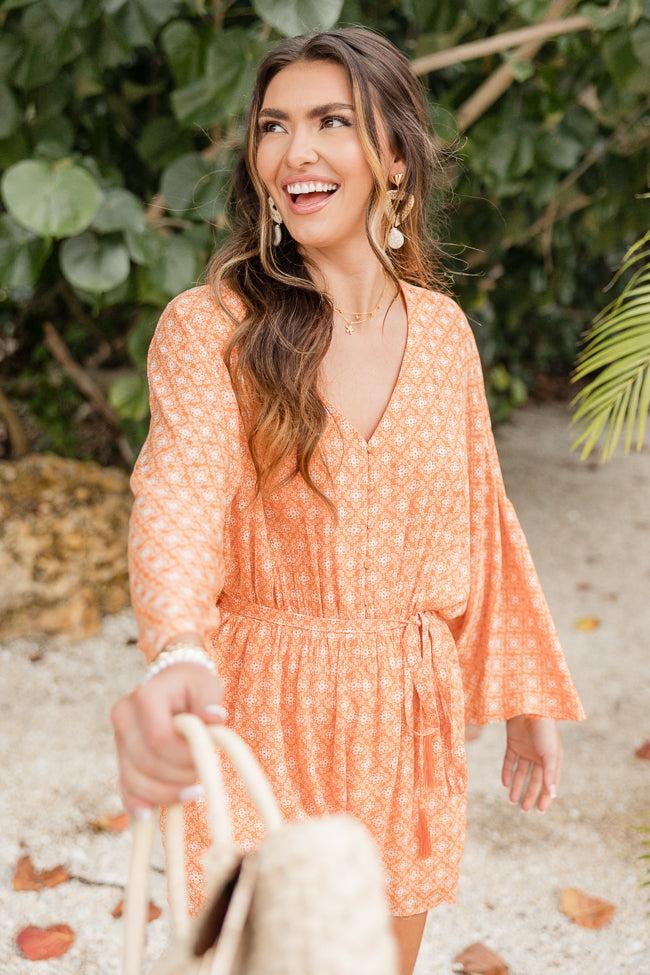 Searching For Fun Orange Printed Romper Product Image