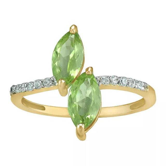 10k Gold Peridot & Diamond Ring, Womens Product Image