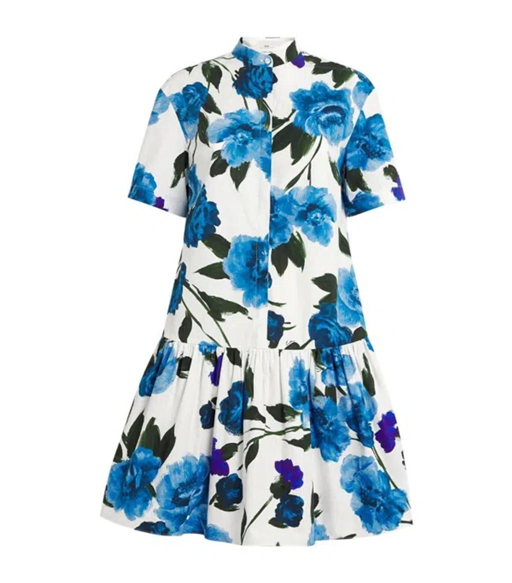 Cotton Floral Mini Dress In Multi Print Product Image