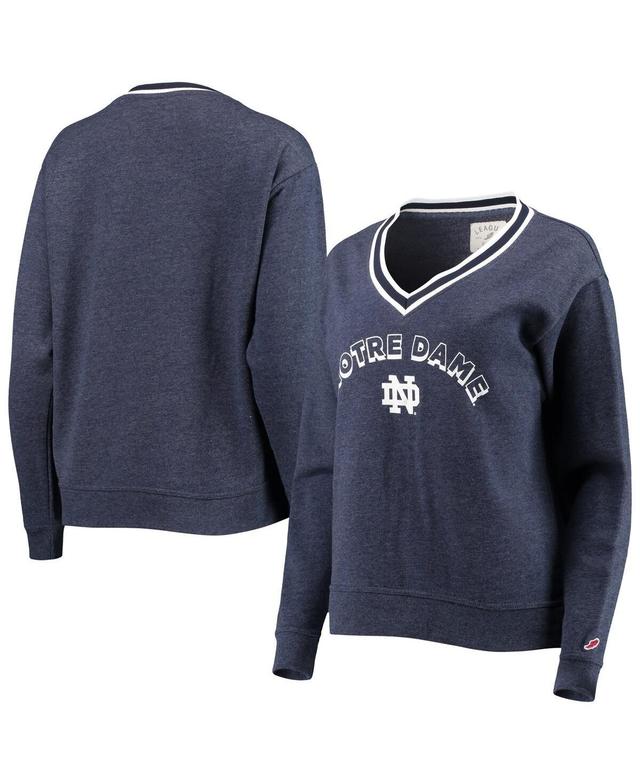 Womens League Collegiate Wear Heathered Navy Notre Dame Fighting Irish Victory Springs V-Neck Pullover Sweatshirt Product Image