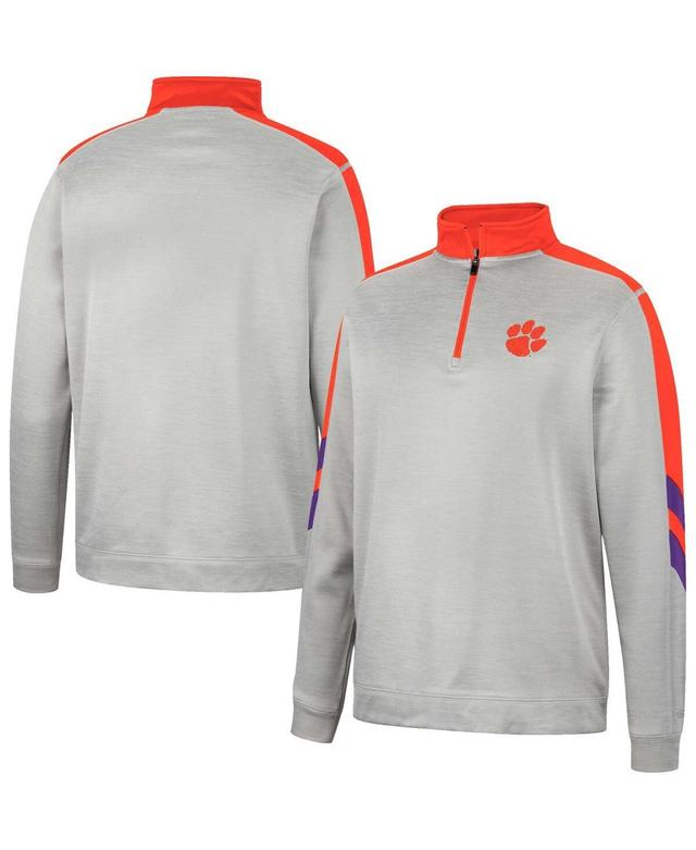 Mens Colosseum Gray/Orange Clemson Tigers Bushwood Fleece Quarter-Zip Jacket Product Image