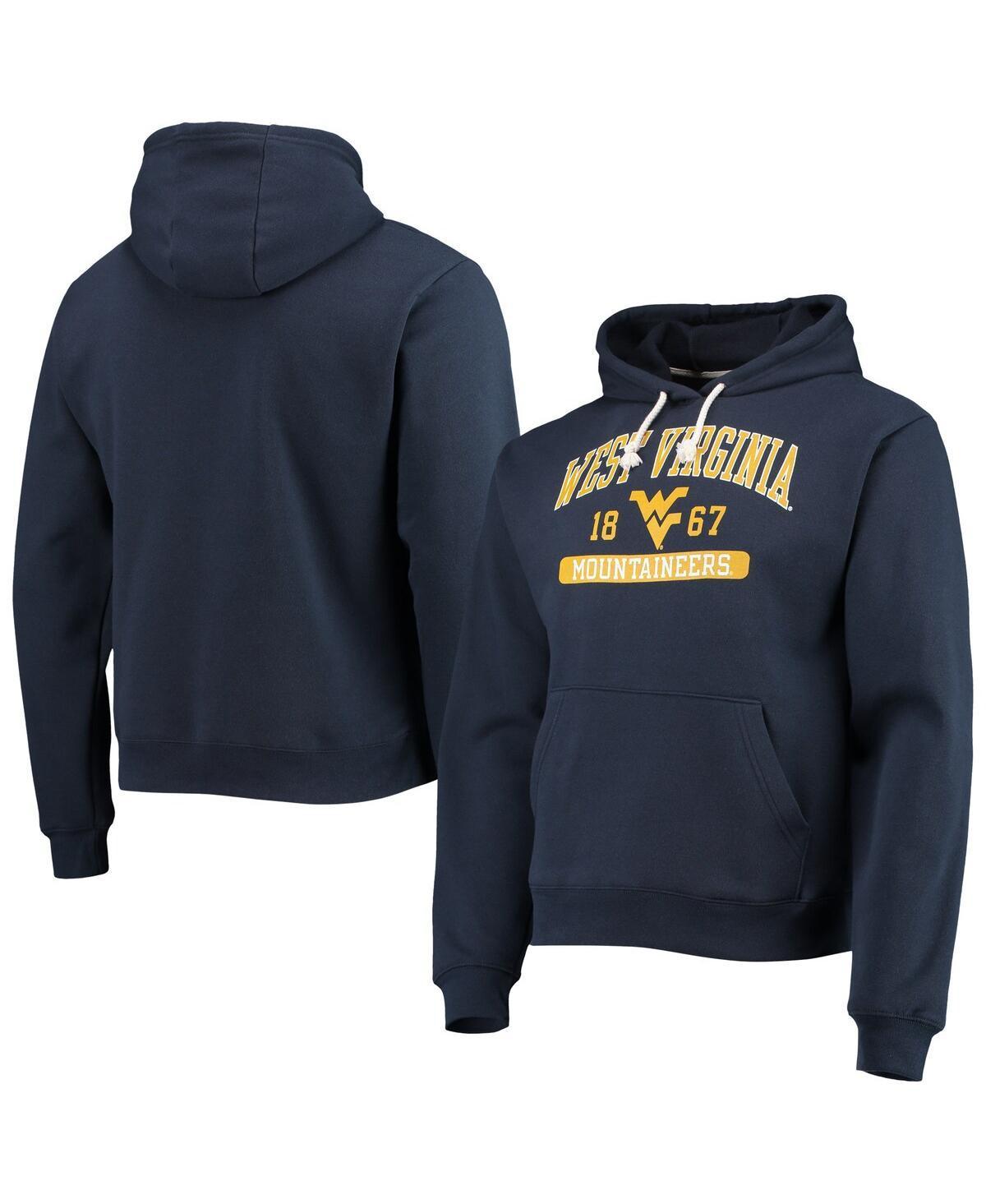 Mens League Collegiate Wear Navy Distressed West Virginia Mountaineers Volume Up Essential Fleece Pullover Hoodie Product Image