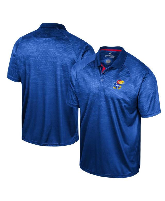 Mens Colosseum Royal Kansas Jayhawks Honeycomb Raglan Polo Shirt Product Image