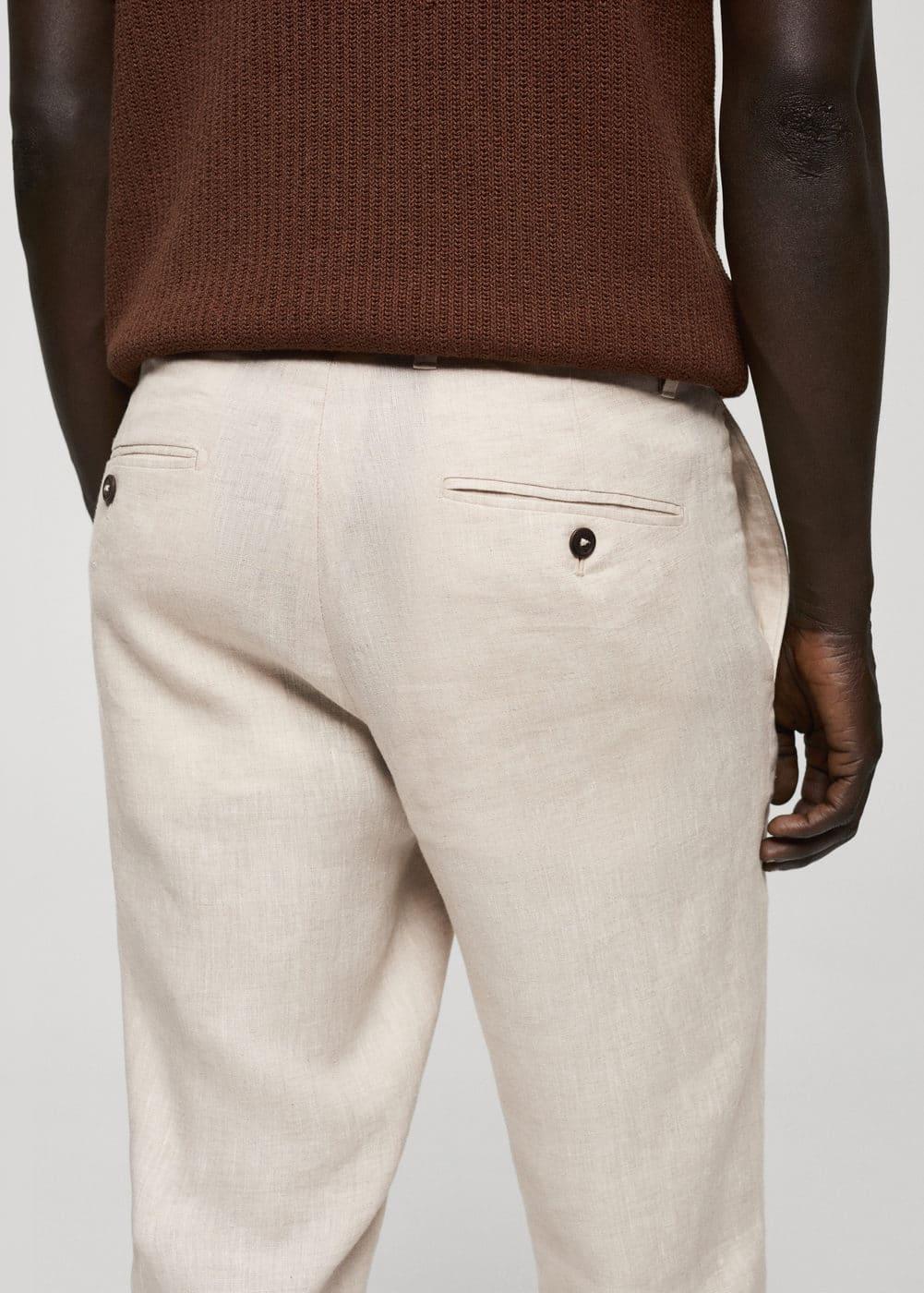 MANGO MAN - Slim-fit 100% linen pants ecruMen Product Image