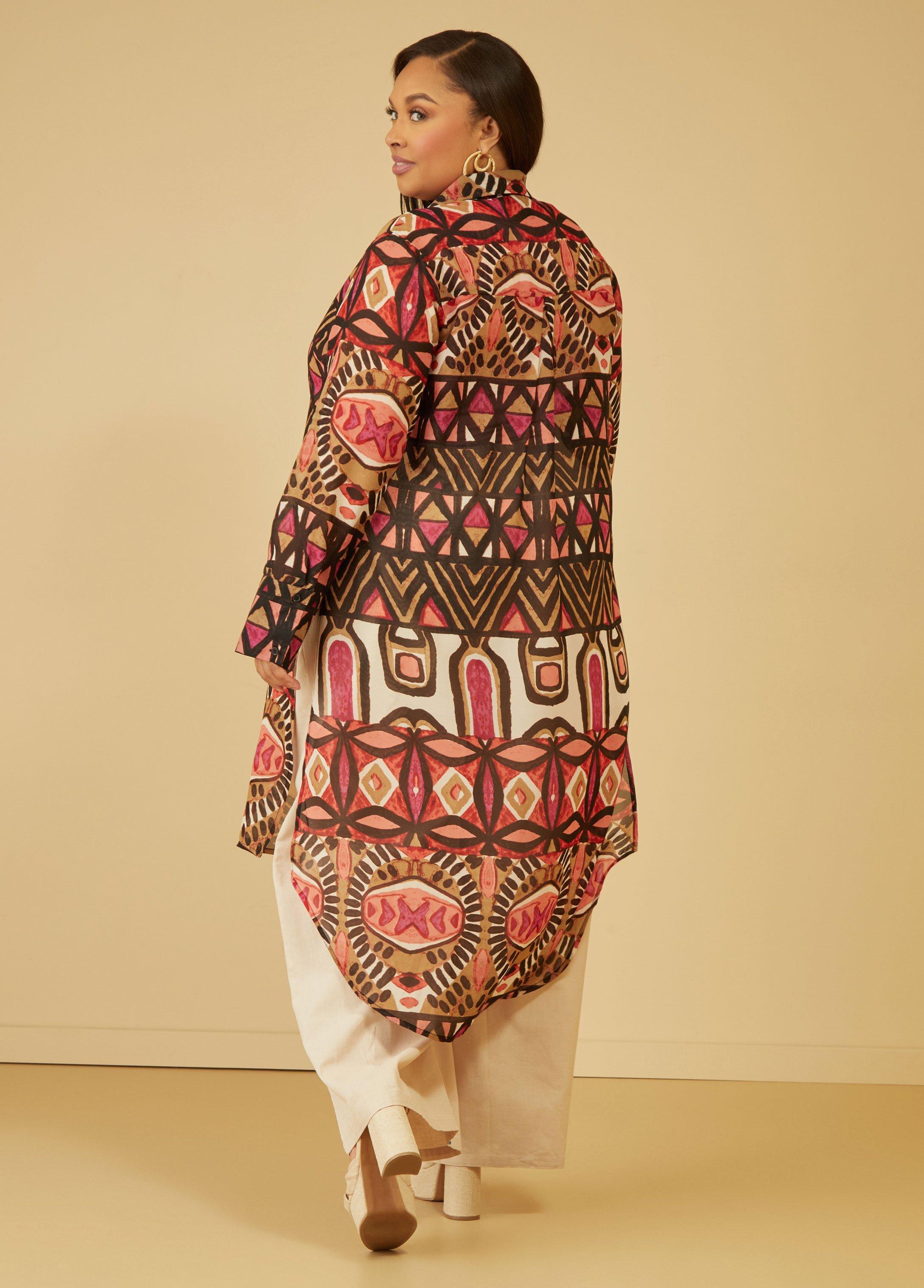 Printed Chiffon Duster Shirt Product Image