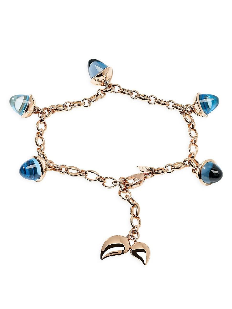 Womens Mikado Flamenco 18K Rose Gold & Blue Multi-Stone Acorn Charm Bracelet Product Image